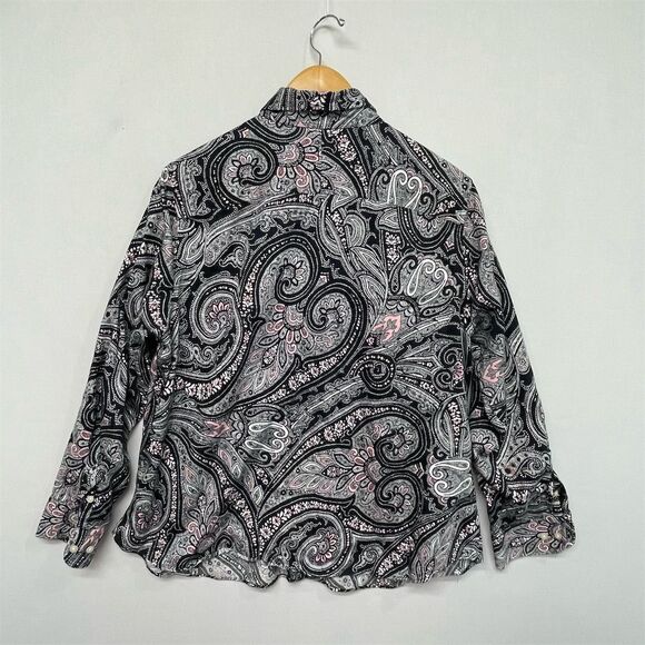 Chaps Women's Long Sleeve Paisley Button-Up Blouse Top Size 1X Floral M185 -4 - Picture 11 of 13